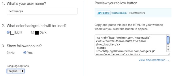 Twitter follow