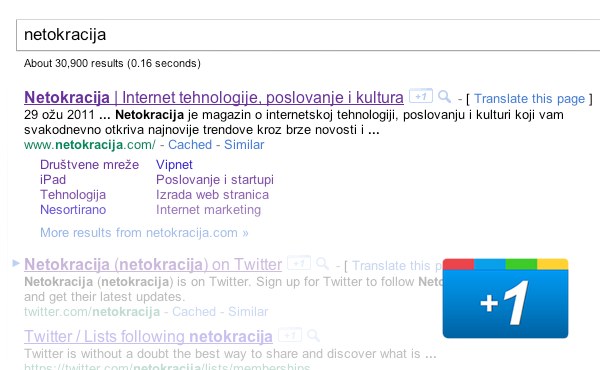 Google +1 za preporuke...