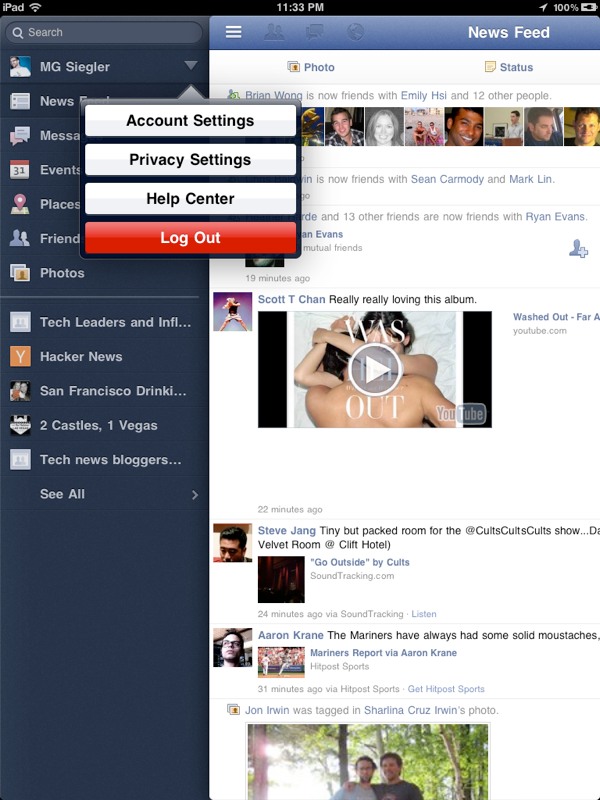 Facebook za iPad (Preuzeto s Techcruncha)