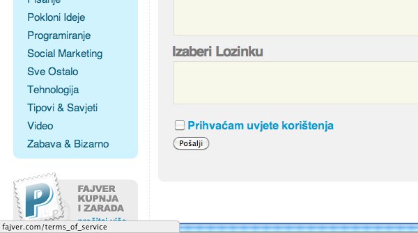 Uvjeti korištenja ili terms of service?