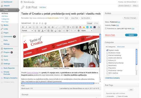 WordPress 3.2 možete koristiti već danas.