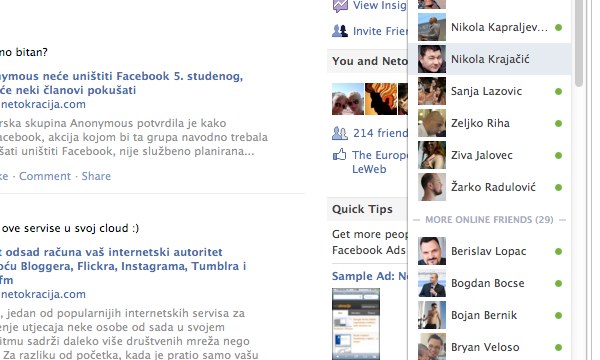 Facebook chat.