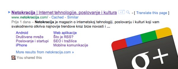 Google+ postovi u rezultatima pretraživanja.