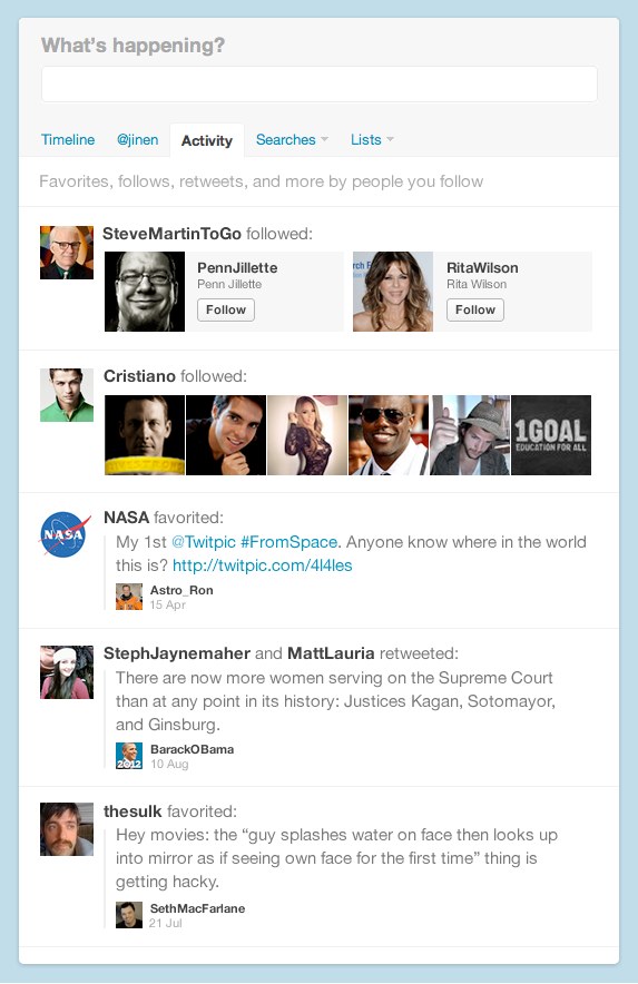 Activity tab.