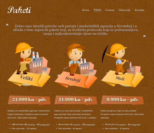 Banneri u paketima.