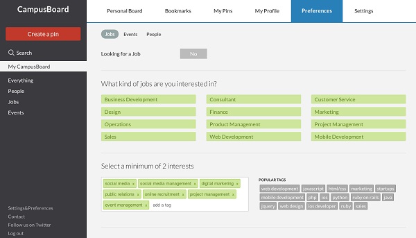 MyCampusBoard_preferences