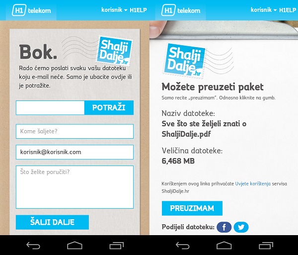 Sama je stranica responzivna, stoga je datoteke lako slati i preuzimati s mobilnih uređaja.