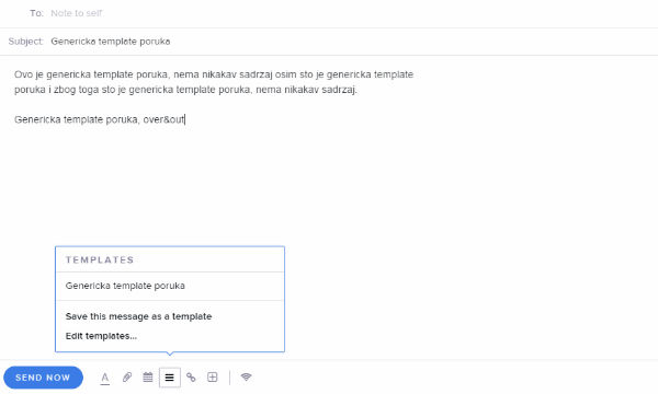 Mixmax template poruka