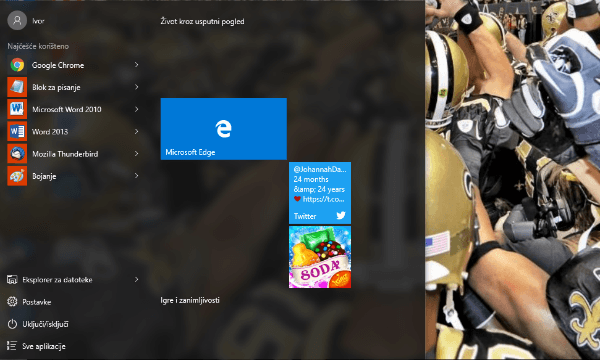 start menu boja